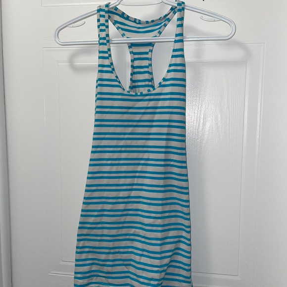 Lulu lemon blue and white striped racer back tank - Picture 3 of 3